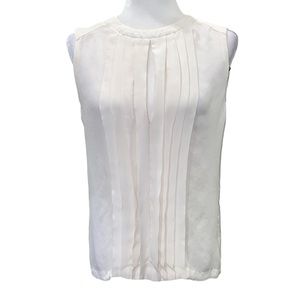 ALC Silk Ivory Pleated Keyhole Opening Sleeveless Top - M